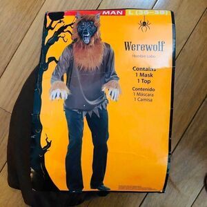 Werewolf Mens Costume L 36-38 Mask Top New Open